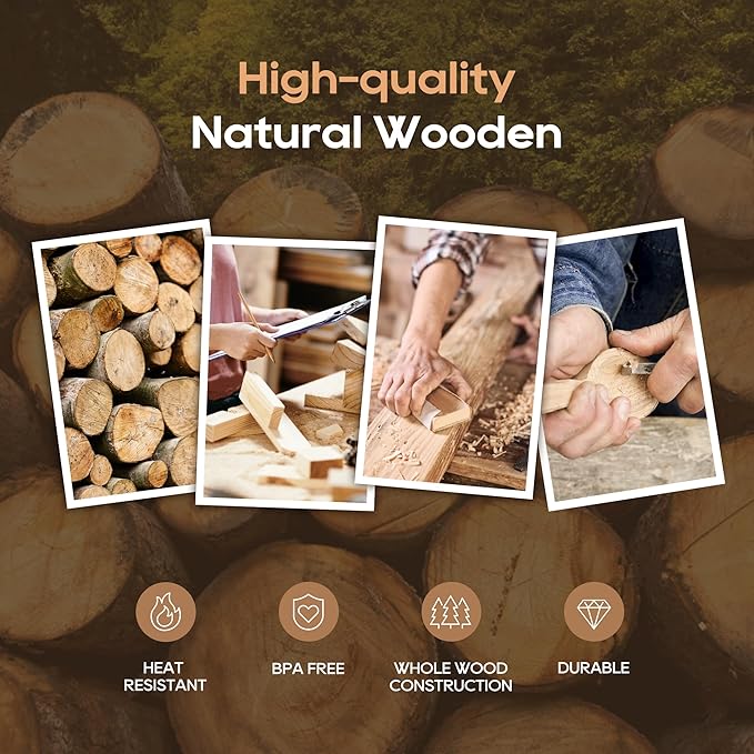 KLYRO 5 PCS Wooden Spatula Set, Natural Teak Wooden Spoons for Cooking, Nonstick Cookware Safe Kitchen Utensils Set, Durable & Elegant Cooking Utensils Gift Set - Image 2