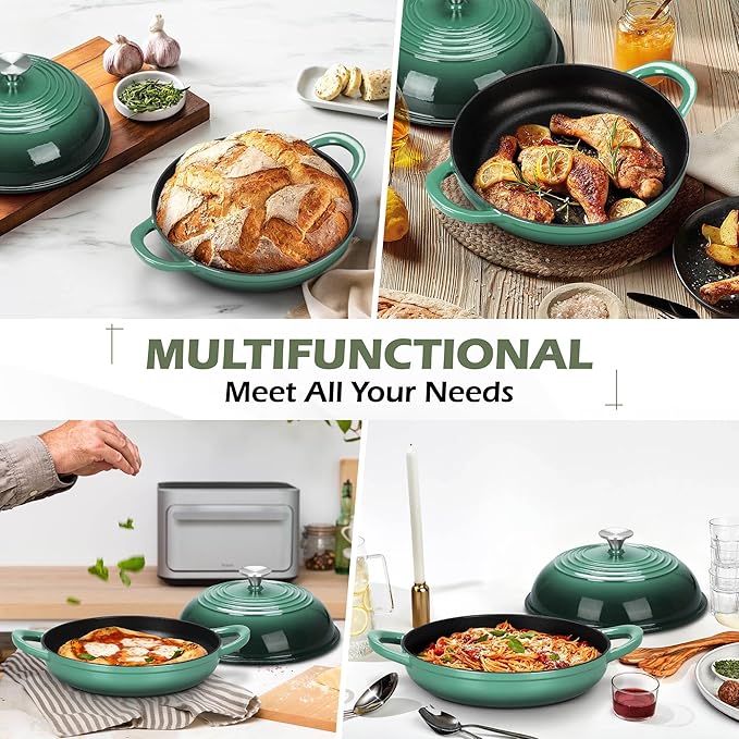 Bread Dutch Oven for Sourdough Baking (5.5 QT), Joyfair Enameled Cast Iron Dutch Oven Pot with Lid, Sourdough Bread Pan with Dual Handles, Non-Stick & Even Heat, Oven-safe up to 500°F, Olive Green - Image 4
