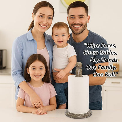 Handmade Fossil Grey Marble Paper Towel Holder – Natural Stone Stand with Subtle Fossil Patterns – Luxury Countertop Decor for Kitchen & Bathroom – Elegant Gift Idea