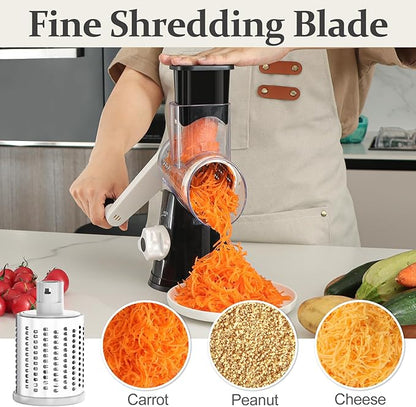Cambom 5 in 1 Rotary Cheese Grater Hand Crank Cheese Shredder for Fresh Cheese, Vegetable, Nuts,Non-slip Suction Base, Black - Image 6