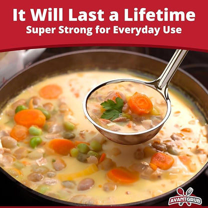 Super Sturdy, Ergonomic 6 Oz. Soup Ladle 1 Pk. Stainless Steel Ladles with Long Handles. Best Kitchen Accessories for Stirring, Portioning and Serving Soups, Chili and Stew in Restaurants and at Home - Image 3