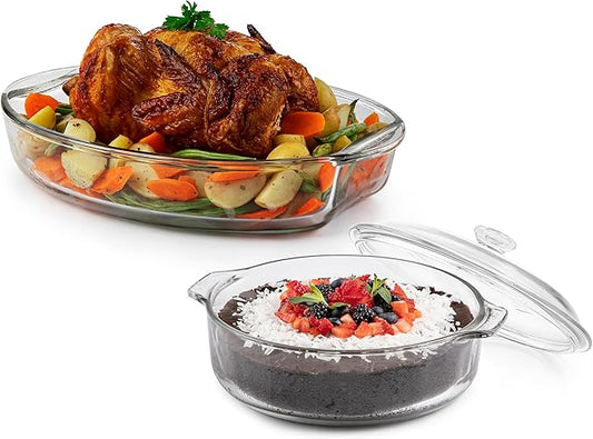 Libbey Baker's Basics 2 Piece Casserole Dish with Lid - Elegant Glass Casserole Dishes for Oven - Versatile Baking Dishes to Store Leftovers and More by Libbey