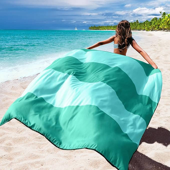 WIWIGO Beach Blanket Waterproof Sandproof Beach Mat 79" X 83"/10'x9'for 2-8 Adults Quick Drying Outdoor Picnic Mat Beach Accessories for Travel, Camping, Hiking - Image 3