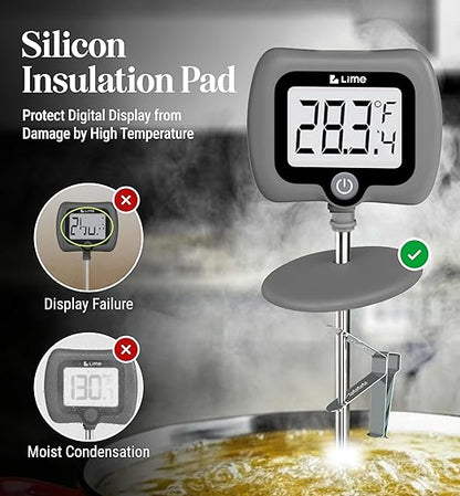Digital Candy Thermometer with Pot Clip, 10" Long Stainless Steel Probe, Instant Read Kitchen Thermometer for Cooking, Baking, and Candy Making (Gray) - Image 2