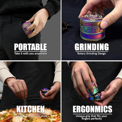 FIRE HIVE 2.5-inch Black Pepper Grinder, Salt Grinder，Suitable for Household Appliances in the Kitchen (Purple Glitter)