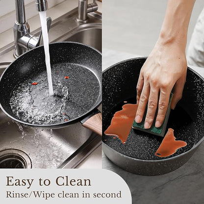 EWFEN 25 Pcs Pots and Pans Set, Nonstick Ceramic Cookware Sets, Healthy Non-Toxic, Large Capacity, Induction Compatible, Cooking Set with Frying Pans & Saucepans, PFAS/PTFE/PFOA Free, Classic Black - Image 6
