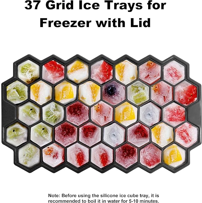 Ice Cube Trays for Freezer with Lid-Silicone Ice Cube Tray with Lid Ice Maker 4 Pack Black,Easy-Release Reusable Ice Cube Coffee Scoop for Coffee Bar Accessories - Image 6