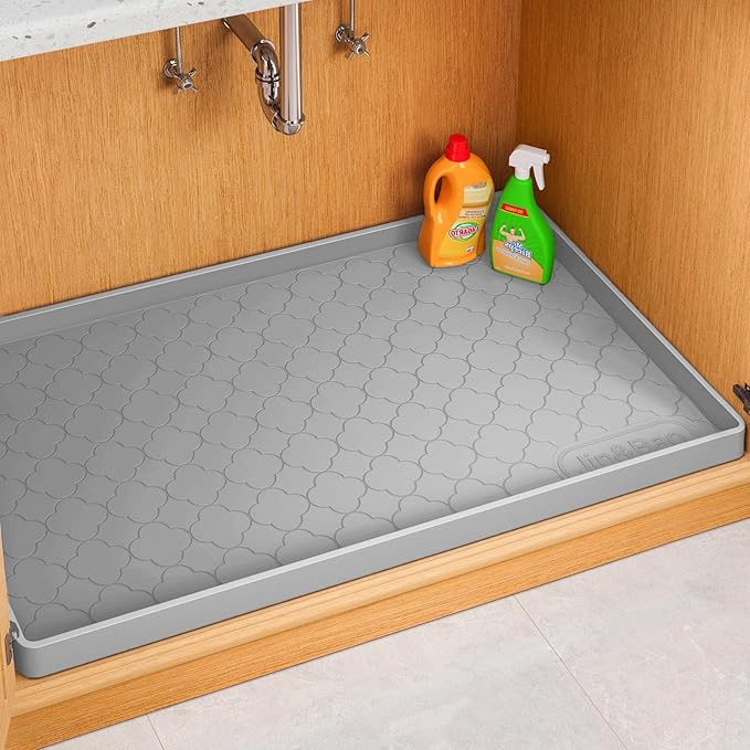 Jin&Bao Waterproof Under Sink Mat 22" x 22", Thick Silicone Mat Cabinet Protector for Kitchen and Bathroom, Shelf Liner, Home Organizer and Storage, Multipurpose Tray for Gadgets and Essentials by Jin%26Bao