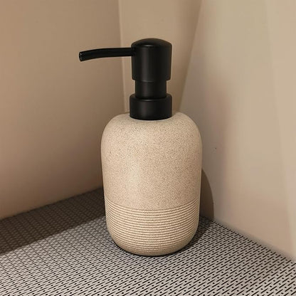 GalDal 2pcs/Set Beige Hand Soap Dispenser Sets,Resin Liquid Soap Dispenser for Bathroom Countertop,Bathroom Lotion Dispensers-10.6oz. - Image 2