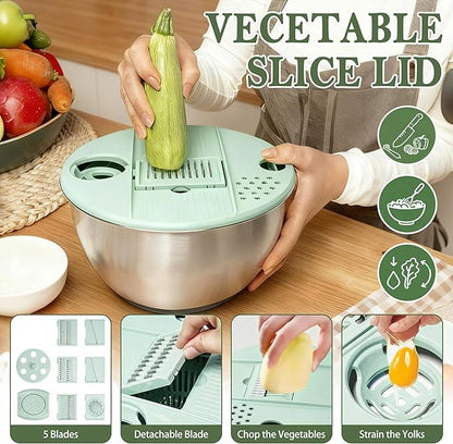 Unokit Stainless Steel Salad Spinner - Large Spinner with Non-Slip Base and 5 Blade Slicers, Dishwasher Safe Lettuce Spinner for Efficient Salad Preparation and Food Washing in Kitchen - Image 5
