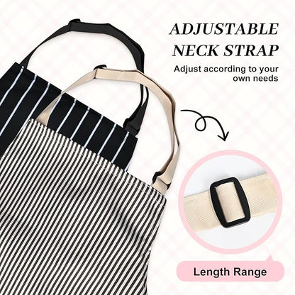 2Pack Adjustable Kitchen Apron for Women Men with 2 Pockets，Cotton-Polyester Blend Bib Aprons for Cooking,Baking - Image 5