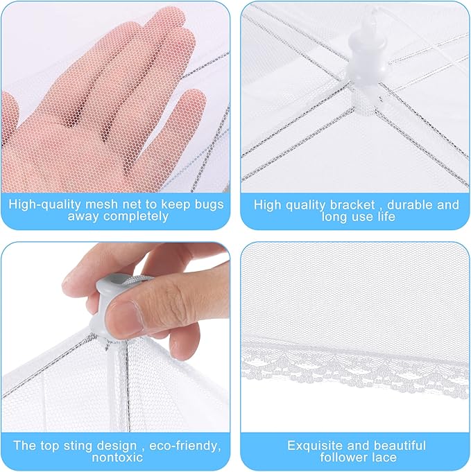 10 PACK Mesh Food Covers for Outside, Food Covers Outdoors Pop-up Food Tents 2 Extra Large (40"x24") & 8 Large (17"x17") for Picnic, Camping Supplies - Image 4