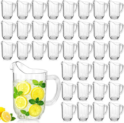 Tessco for you 36 Pcs Plastic Pitchers 60 Ounce Clear Restaurant Jug Large Water Pitcher Carafe Serve Milk Tea Juice Drink for Parties Container Dispenser Beer Jar (Classic) by Tessco