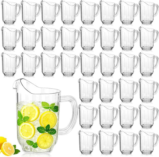 Tessco for you 36 Pcs Plastic Pitchers 60 Ounce Clear Restaurant Jug Large Water Pitcher Carafe Serve Milk Tea Juice Drink for Parties Container Dispenser Beer Jar (Classic) by Tessco