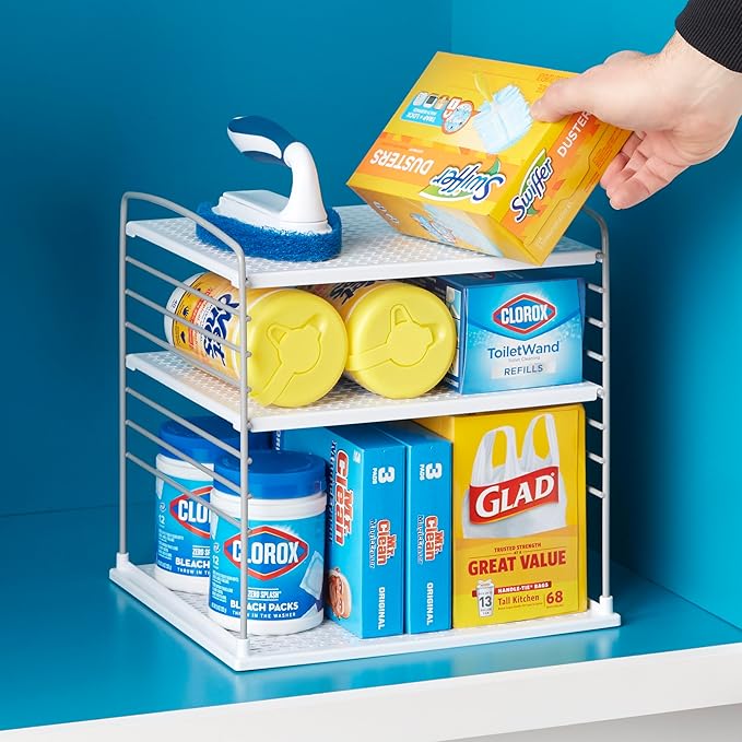 YouCopia UpSpace Cabinet Box Organizer, Adjustable Kitchen and Pantry Shelf for Plastic Wrap and Foil Storage, Extra Large, White - Image 7