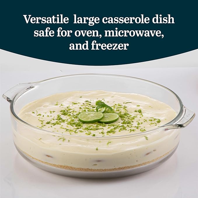Libbey Round Casserole Dish with Lid, Elegant Glass Bakeware with Lids Stackable, Round Casserole Dishes for Oven, Refrigerator, Microwave, and More - Image 2