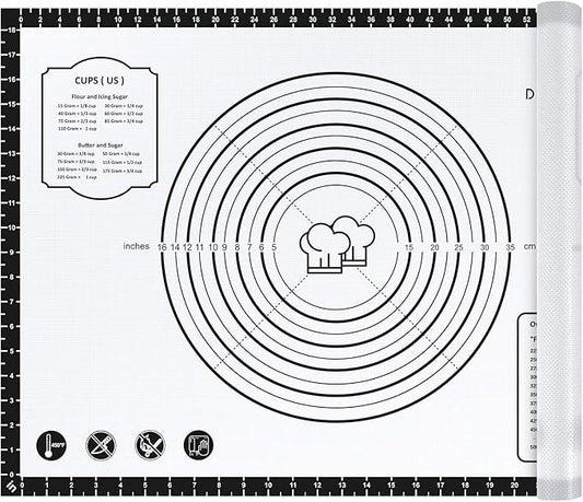 Pastry Mat, 28" x 20" Food Grade Silicone Extra Large Non Stick Baking Sheet Mat with Measurement for Making Cookies,Macarons,Bread and Pastry by DANIADEAN