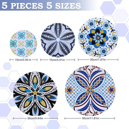 5-Size Reusable Beeswax Bowl Covers for Bread Proofing, Cotton Cloth Flexible Beeswax Wraps for Food Storage(Moroccan Style) - Image 2