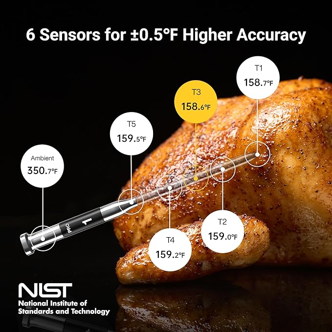 ThermoMaven Smart Bluetooth Wireless Meat Thermometer, 10X Enhanced Sub-1G Signal and Stability, Standalone Display Base, Certified Accuracy ±0.5°F, WiFi Unlimited Range for BBQ, Oven, Smoker, Grill - Image 5