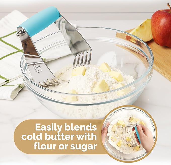 Zulay Kitchen Dough Blender Top Professional - Stainless Steel Pastry Cutter, Heavy Duty Dough Cutter With Blades, Pastry Blender And Butter Cutter - Pastry Cutter For Baking (Blue) - Image 7