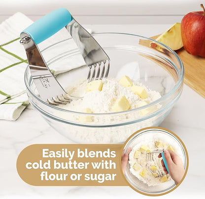 Zulay Kitchen Dough Blender Top Professional - Stainless Steel Pastry Cutter, Heavy Duty Dough Cutter With Blades, Pastry Blender And Butter Cutter - Pastry Cutter For Baking (Blue) - Image 7