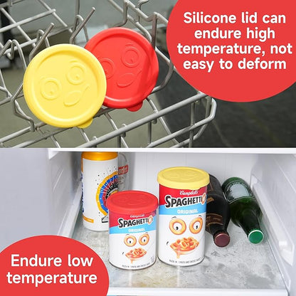 2 Packs Silicone Lids Compatible with SpaghettiOs Canned Pasta 15.6 oz and 15.8 oz, Food Sealing Lids for Can, Can Covers for Canned Good, Freezer&Dishwasher Safe (Can NOT Included)