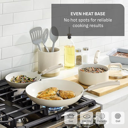 T-Fal Signature Nonstick 8” & 10” Frying Pan Skillet Set, Dishwasher Safe, Oven Safe to 350°F, Pots and Pans Set, Non Stick Chef- Pan, Cream - Image 3