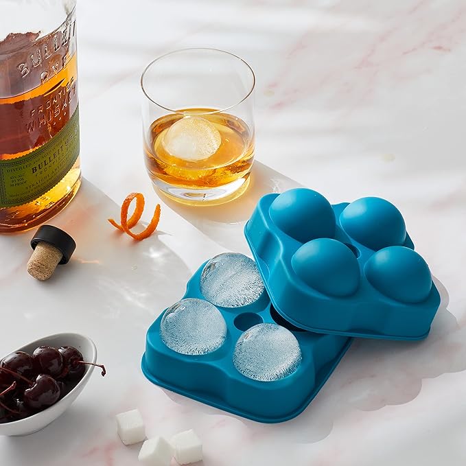 Houdini Large Sphere Ice Tray Mold, Makes Four Ice Balls, Blue - Image 4