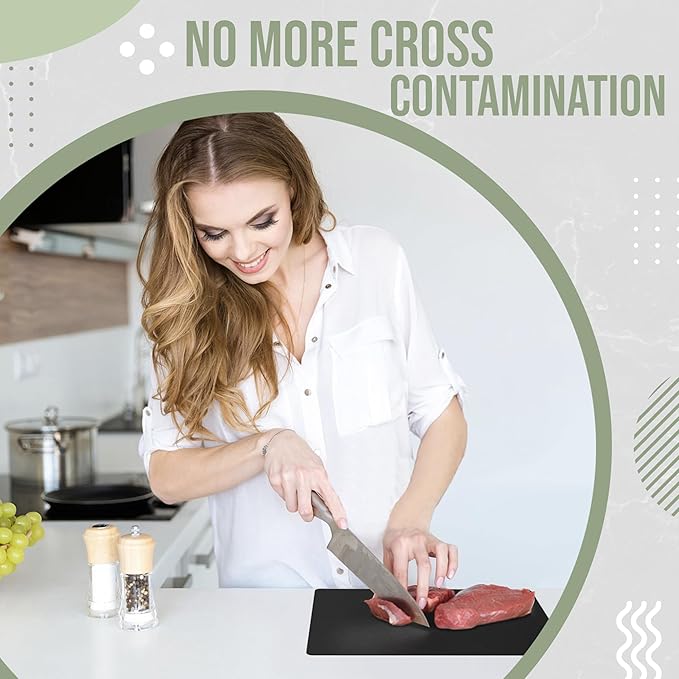 Crown Display Disposable Cutting Boards for Kitchen 15 Count Black Cutting Board 10 Inch X 13.5 Inch Flexible Cutting Boards For Kitchen ~ Patent Pending ~ Recyclable Disposable Cutting Board Sheets