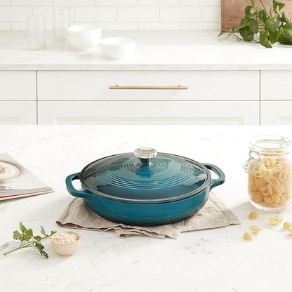 Lodge Essential Enamel Braiser - Refrigerator- & Oven-Safe up to 500° F - Heat-Retaining, Induction-Safe & PFAS-Free Enamel Cookware - 3.5 Quart, Lagoon - Image 7