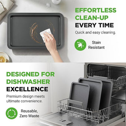 NutriChef 3-Piece Nonstick Baking Sheet Set – Non-Toxic Cookie Sheets for Everyday Baking – Small, Medium & Large Oven Safe Bakeware Trays – Warp-Resistant, Easy to Clean & Dishwasher Safe - Image 7