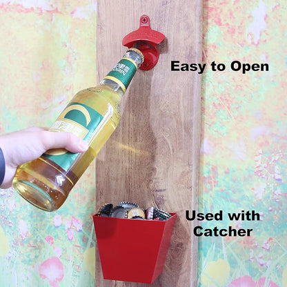 15 PCS Red Wall Mounted Beer Bottle Opener Rustproof, Bulk Soda Cap Opener Caddy Mount for DIY Gift - Image 3