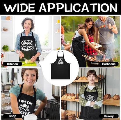 Jeyiour 3 Pack Funny Cooking Aprons Women Oil-proof Kitchen Aprons with Pockets for Home Chef BBQ Mother Day Birthday Gifts(Black)
