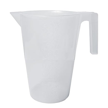 SP Bel-Art Tall Form 3000 ml Polypropylene Graduated Pitcher, 10ml, Chemical-Resistant Measure Pitcher, Heat-Resistant to 121°C, Durable Shatterproof Design for Lab, Kitchen, and Industrial Use Made in USA