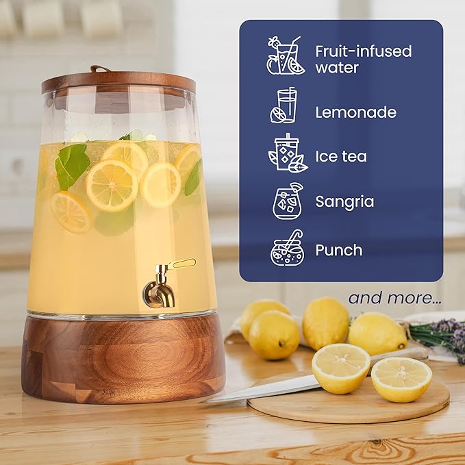 FOODLE Extra Large Glass Drink Dispenser with Spigot - Glass Beverage Dispenser with Stand - Perfect for Parties & Catering - Pitcher for Lemonade, Water, Sangria & Juice - Leakproof Spout - 3 Gallon - Image 7