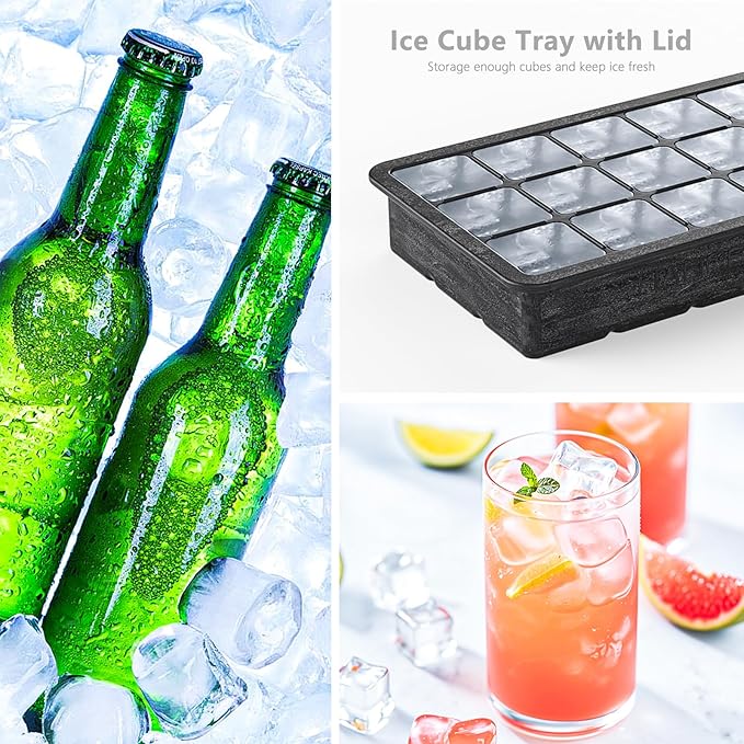 Silicone Ice Cube Tray 3 Pack, HANCELANT Ice Cube Mold, Ice Trays for Freezer with Lid for Whiskey, Baby Food, BPA Free, Easy Release - Image 2