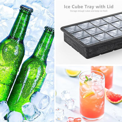 Silicone Ice Cube Tray 3 Pack, HANCELANT Ice Cube Mold, Ice Trays for Freezer with Lid for Whiskey, Baby Food, BPA Free, Easy Release - Image 2