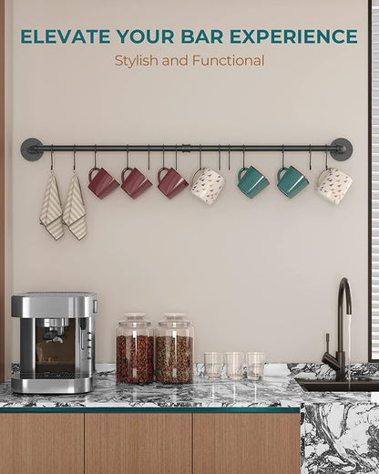 OROPY 38 inch Pot Bar Rack Wall Mounted Detachable Pans Hanging Rail Kitchen Lids Utensils Hanger with 14 S Hooks Black - Image 7
