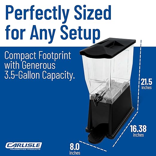 Carlisle FoodService Products Trimline Rectangular Beverage Dispenser Drink Dispenser with Spigot for Catering, Buffets, Restaurants, Polycarbonate (Pc), 3.5 Gallons, Black - Image 4