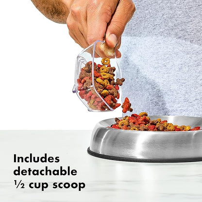 OXO Good Grips Pet Food Container 6.0 Qt | Clear | Airtight Seal | With Half Cup Scoop | Pack of 4 - Image 4