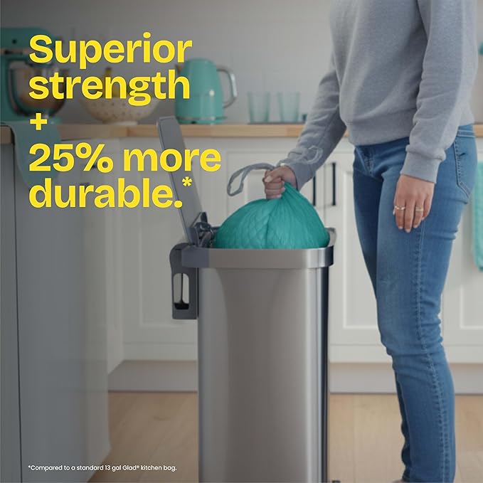 Glad ForceFlex MaxStrength Kitchen Trash Bags, 13 Gal, Bahama Bliss Febreze, 90 Ct (Pack May Vary) - Image 6