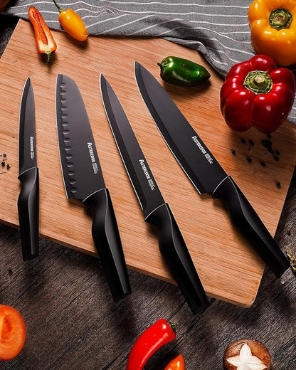 Astercook Knife Set, Kitchen Knife Set with Built-in Sharpener Block, Dishwasher Safe, 15 Pieces German Stainless Steel Knife Block Set, Black Mothers Day Gifts for Kitchen - Image 8