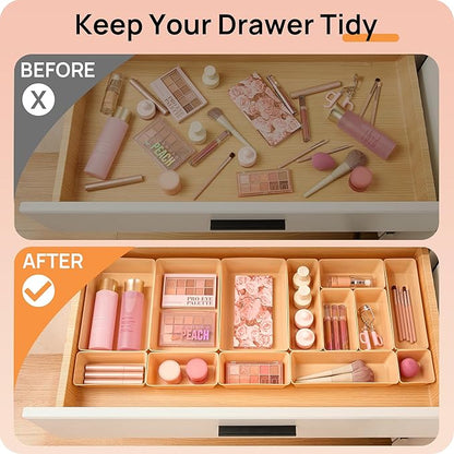 Vtopmart 25 PCS Plastic Drawer Organizers Set, 4-Size Versatile Bathroom and Vanity Drawer Organizer Trays, Storage Bins for Makeup, Bedroom, Kitchen Gadgets Utensils and Office - Image 3