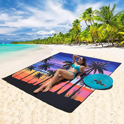 WIWIGO Beach Blanket Waterproof Sandproof Beach Mat 79" X 83"/10'x9'for 2-8 Adults Quick Drying Outdoor Picnic Mat Beach Accessories for Travel, Camping, Hiking - Image 5