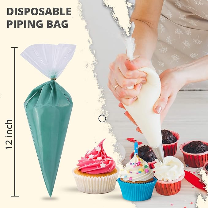 Riccle Disposable Piping Bags 12 Inch - 100 Anti Burst Pastry Bags - Icing Piping Bags for Frosting - Ideal for Cakes and Cookies Decoration - Image 7