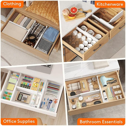 Lifewit 5 Pack 4" High Drawer Dividers 34-56cm/13.5-22" Adjustable Drawer Organizer for Clothes/Utensils, Expandable Drawer Separator in Dresser/Kitchen/Bedroom/Office Organization & Storage White - Image 8