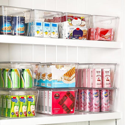 Vtopmart 2 Pack Clear Stackable Storage Bins with Lids, Large Plastic Containers with Handle for Pantry Organizer and Storage,Perfect for Bathroom,Cabinet,Kitchen,Fridge,Closet Organization - Image 3