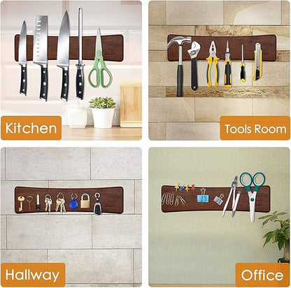 HOSHANHO Knife Magnetic Strip, Acacia Wood Powerful Magnetic Knife Strips, Magnetic Knife Holder for Wall 10 Inch Use as Magnetic Tool Organizer, Home Organizer - Image 6