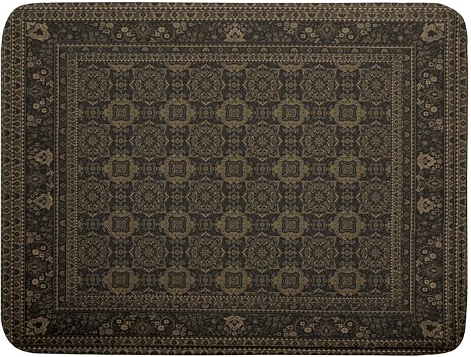 Brown Antique Tabriz Rug Dish Drying Mat for Kitchen Counter,Retro Turkish Vintage Floral Block Print Drying Mat 18 x 24 Inch with Absorbent Reversible Microfiber Drying Pad for Coffee Bar by Anyako