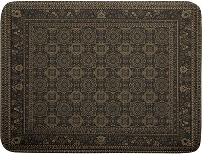 Brown Antique Tabriz Rug Dish Drying Mat for Kitchen Counter,Retro Turkish Vintage Floral Block Print Drying Mat 18 x 24 Inch with Absorbent Reversible Microfiber Drying Pad for Coffee Bar by Anyako